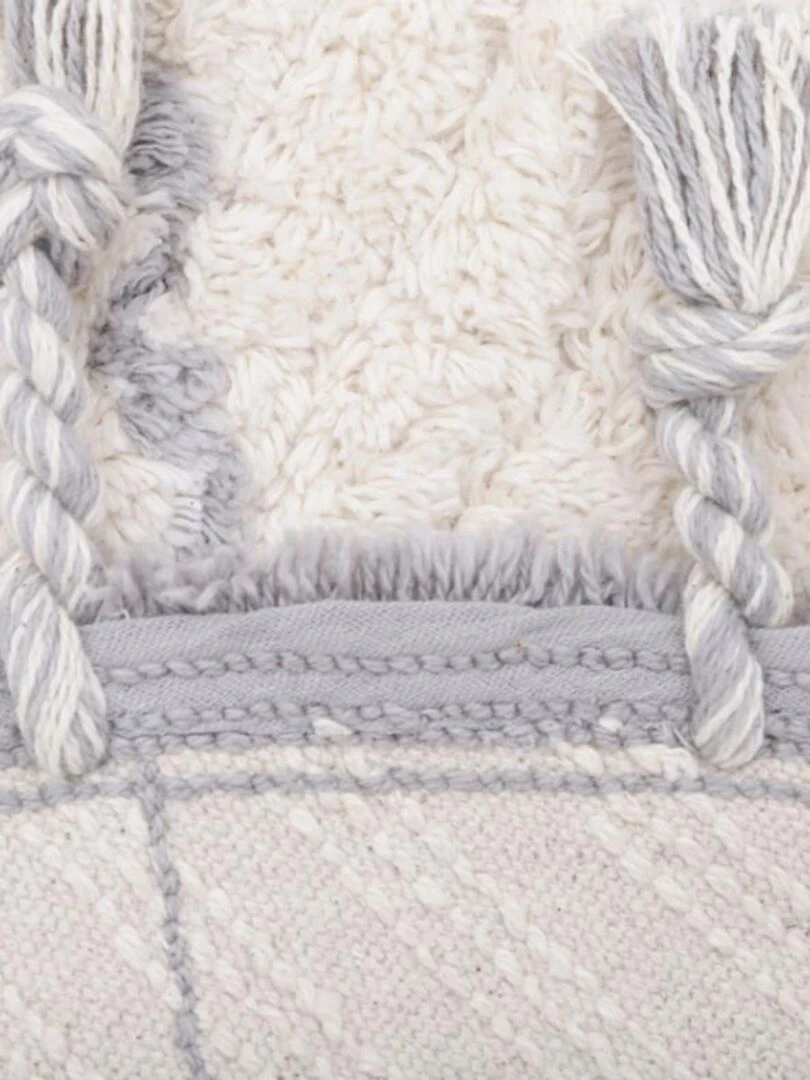 Tapis Lavable Rond Côme Écru Et Gris (120 Cm)   Gris