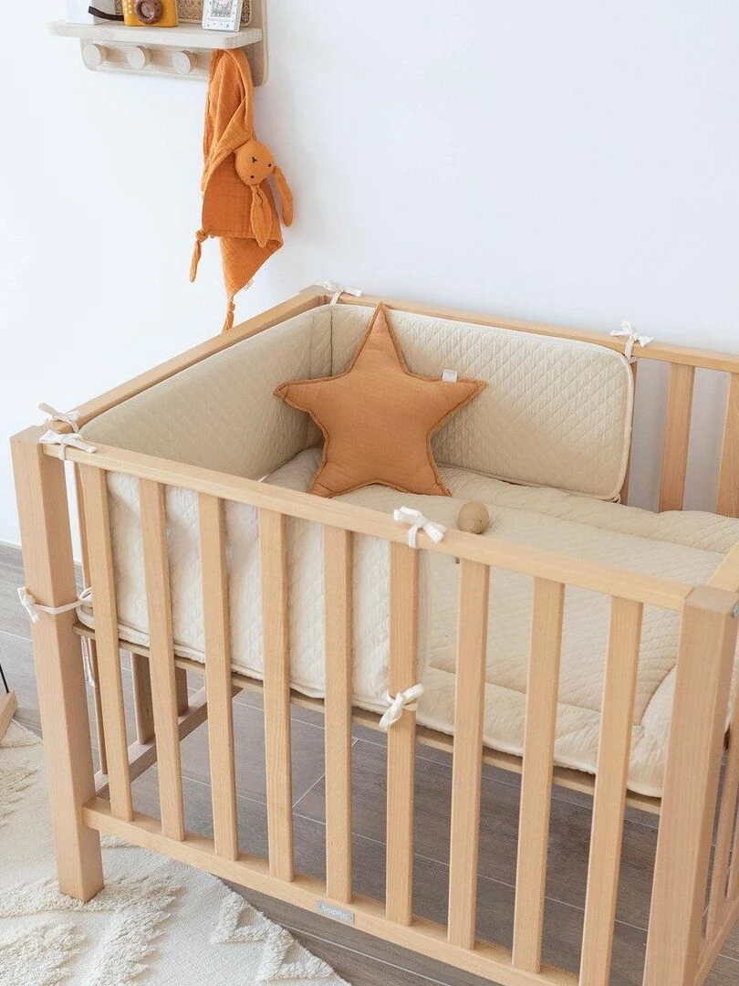 Bemini Tour de lit et parc Pady quilted jersey Beige coquille