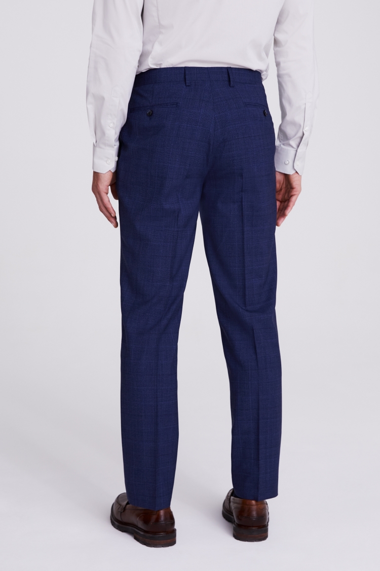 Italian Slim Fit Navy Hopsack Trousers   Buy Online at Moss
