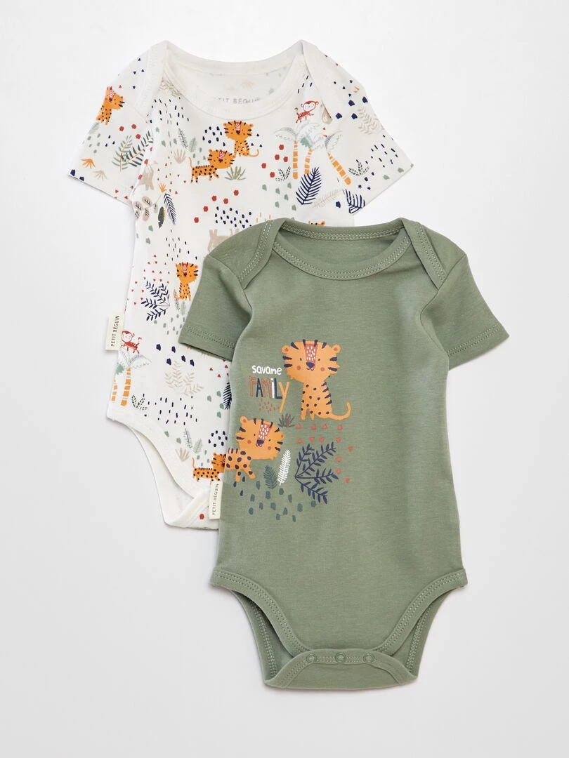 Lot de 2 bodies imprimés 'Petit Béguin' Vert/blanc