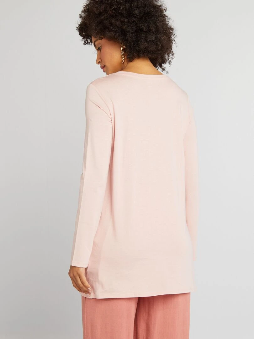 T shirt long à manches longues   Rose
