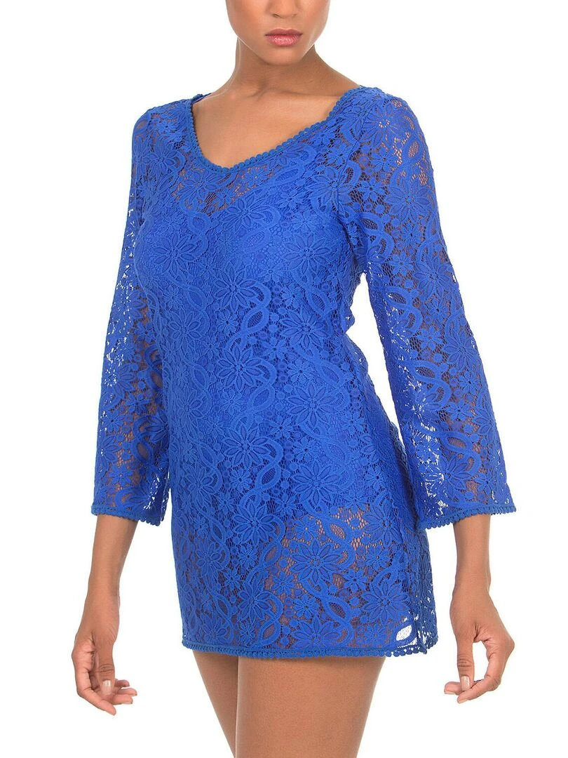 Robe de plage courte bleu Bleu