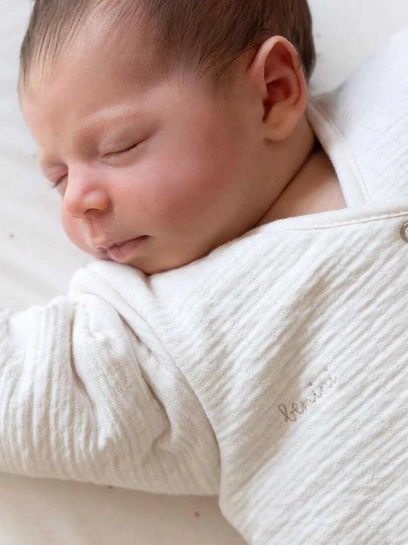Bemini Gigoteuse  avec moufles Pady Tetra Jersey et jersey   Blanc cassé