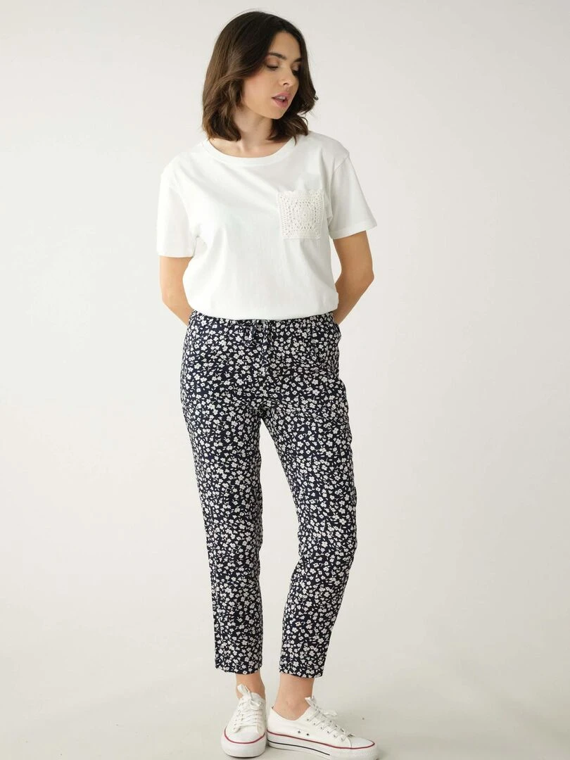 Pantalon long en twill pour femme 'Deeluxe' Bleu
