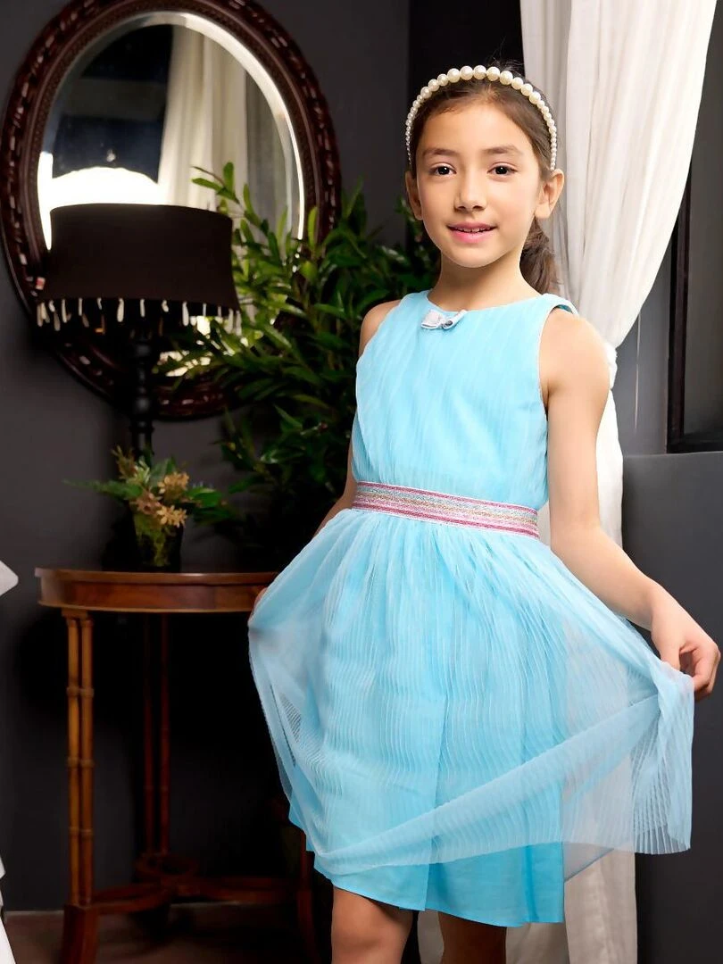 Robe Qui Tourne Fille Ciel Paillettes HEPBURN 'LA FAUTE A VOLTAIRE' Bleu clair