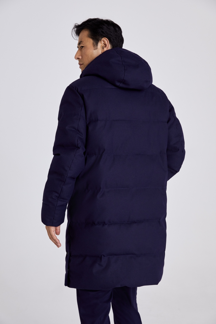 Navy Flannel Long Puffer   Buy Online at Moss