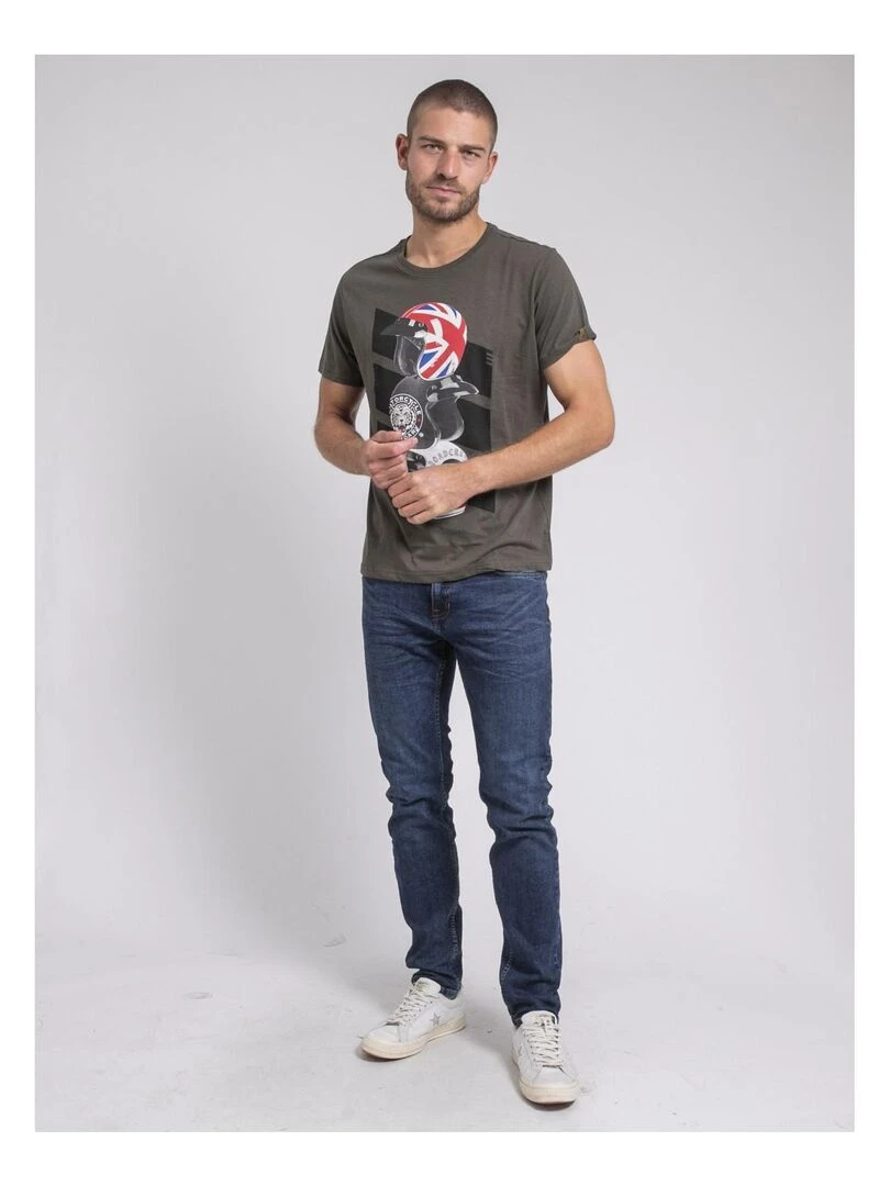 T shirt col rond pur coton JOAKIM   Kaki