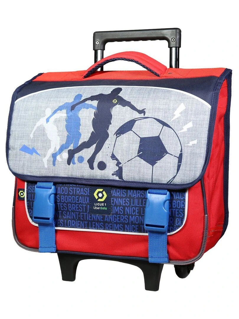 BAGTROTTER Cartable à roulettes 38 cm Ligue 1 Uber Eats Football Gris Gris