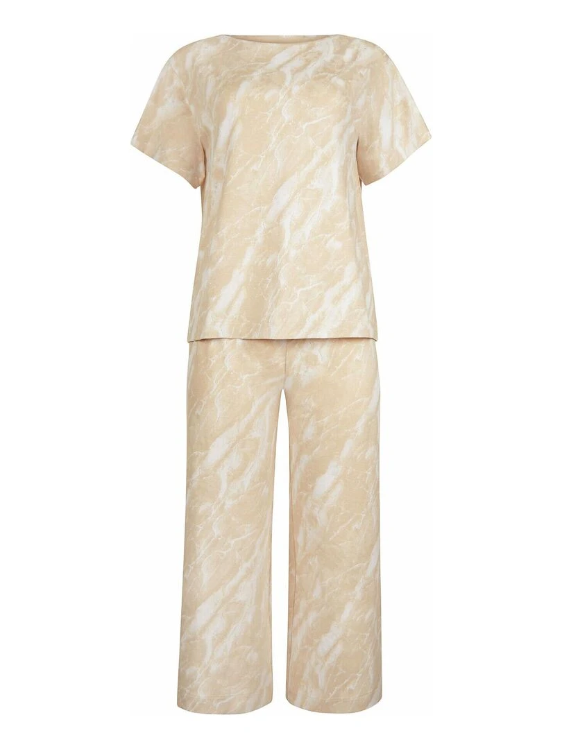 Pyjama pantacourt t shirt manches courtes Naomi   Jaune