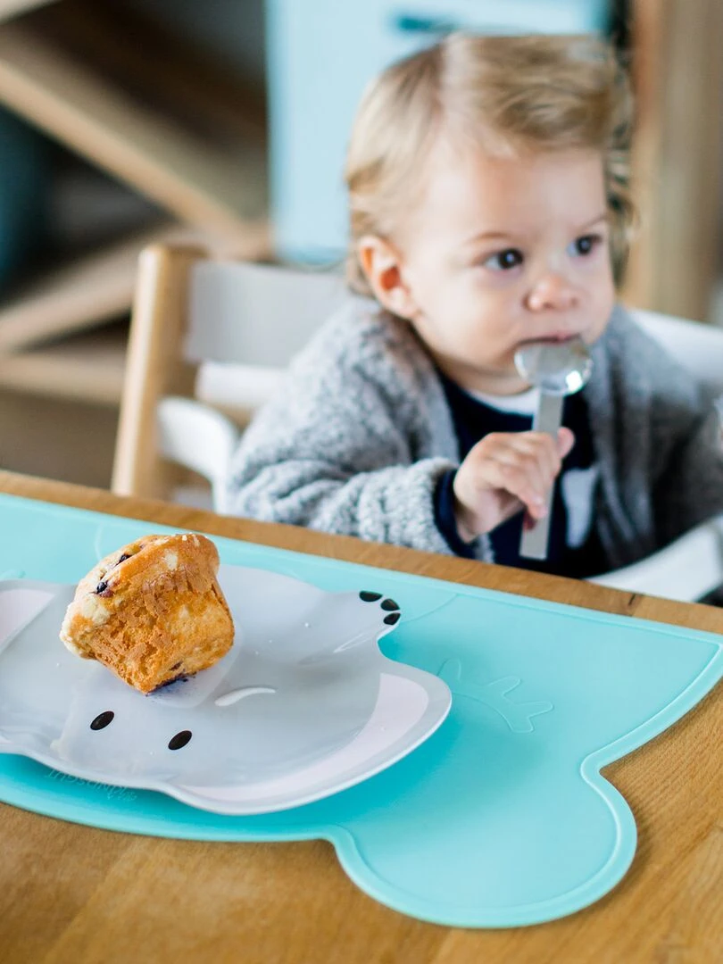 Set de table en forme d’ours en silicone   Bleu turquoise