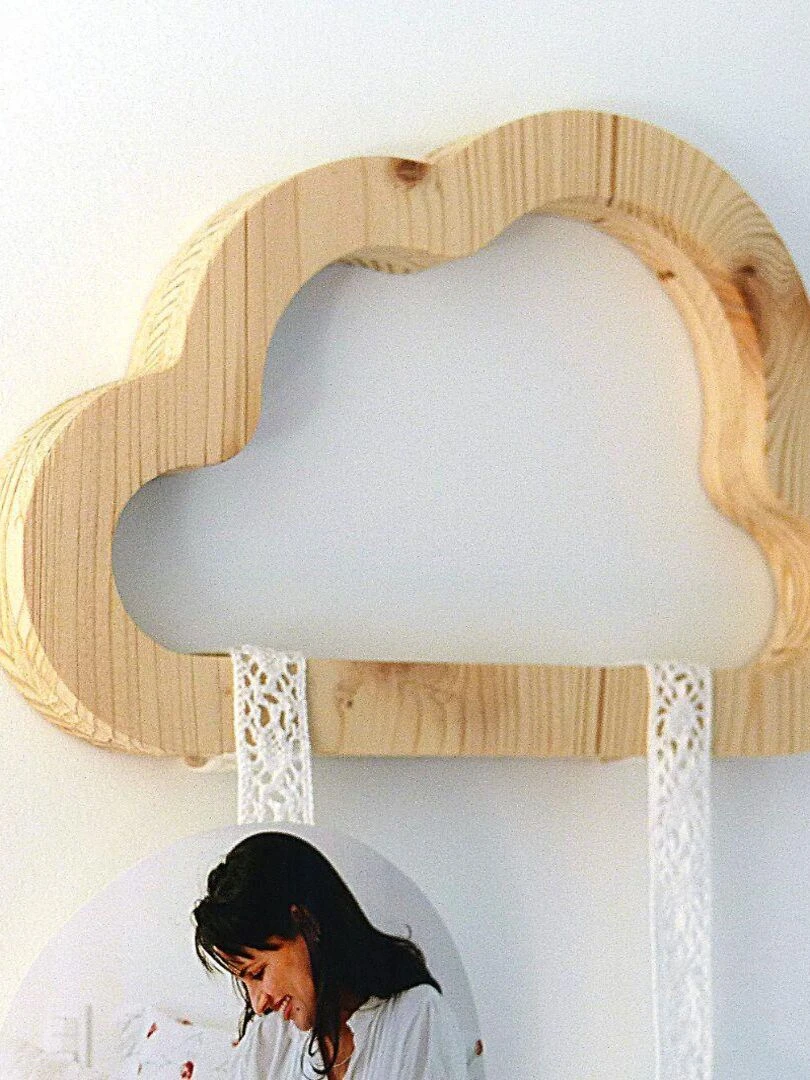 Pele Mele Photos Bois et Dentelle à faire soi même Kit Nuage Blanc