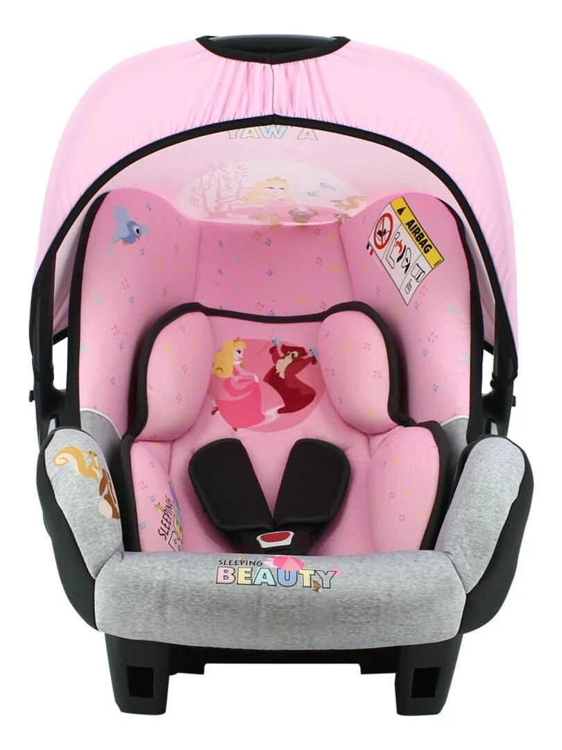 Siège Auto Beone Groupe 0+ (0 13kg) Dos À La Route Disney Princess Beauty Gris Rose Blanc
