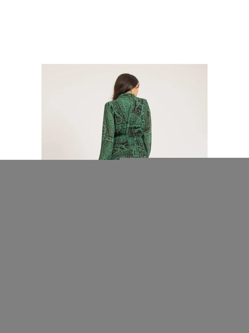 Robe longue plissée motifs INASSIA Vert