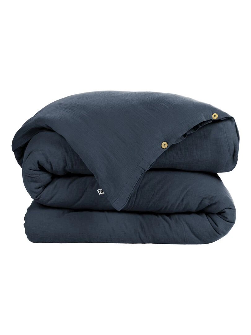 Housse de couette Double Gaze Coton Collection Gaia Bleu marine
