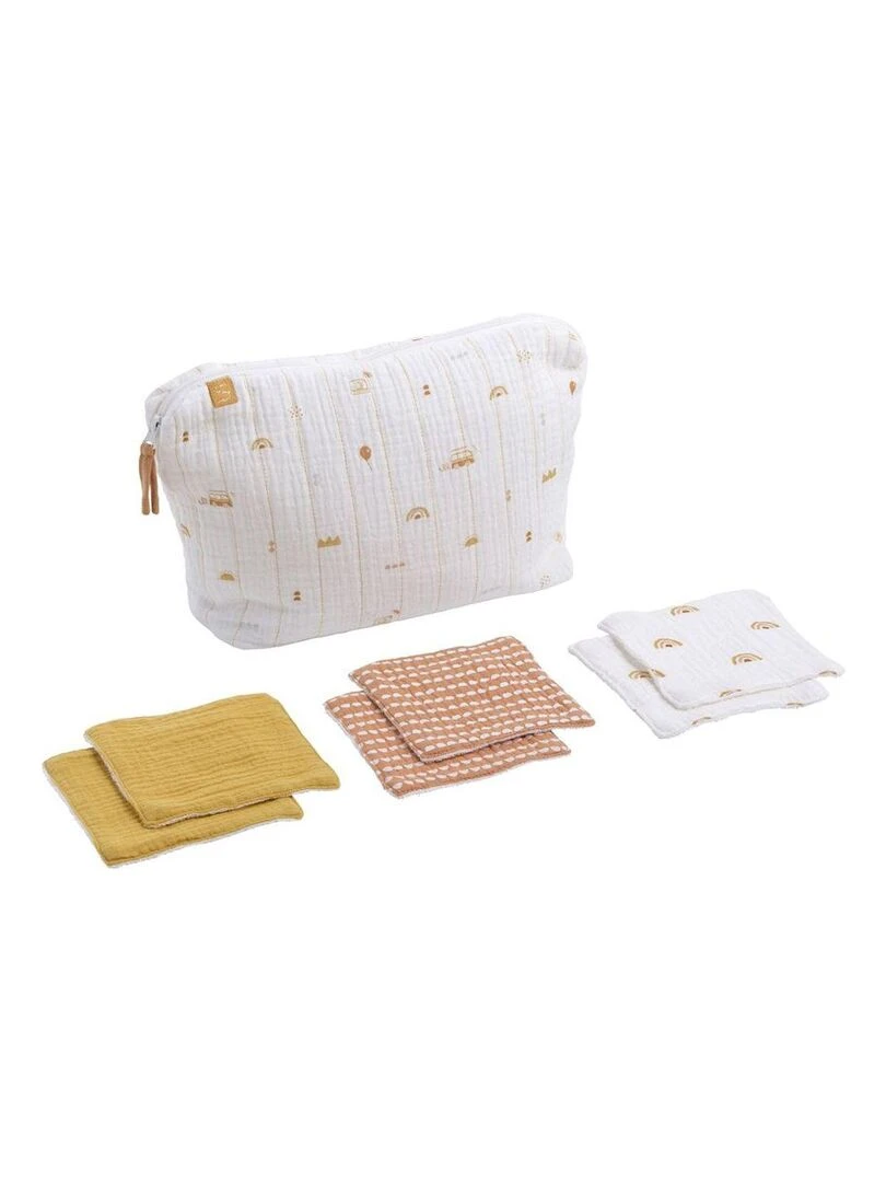 Trousse de toilette et carré éponge en coton SAUTHON Blanc