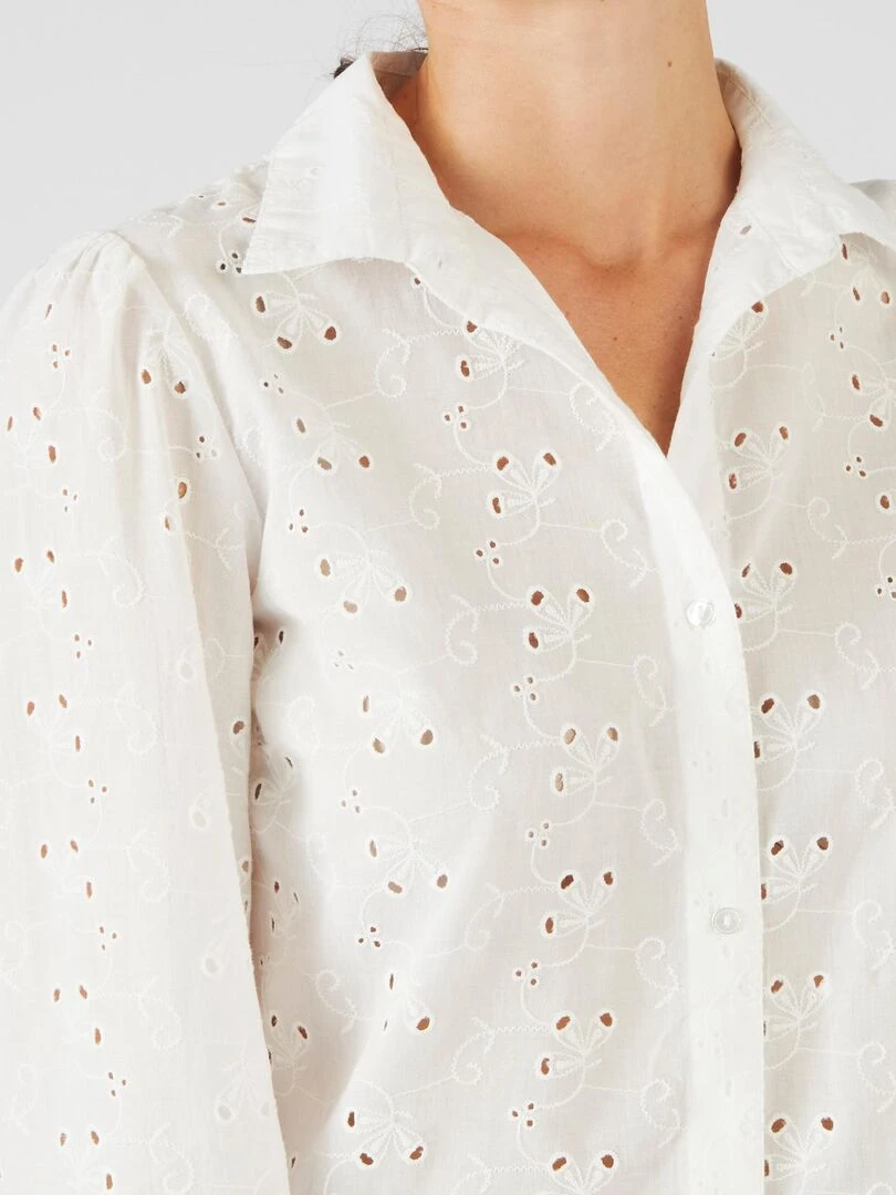 Chemisier broderie anglaise Damart Blanc cassé