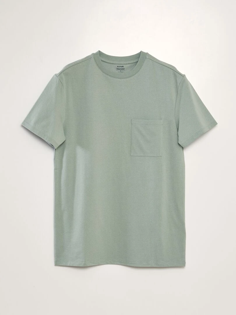 T shirt moucheté à poche poitrine Vert