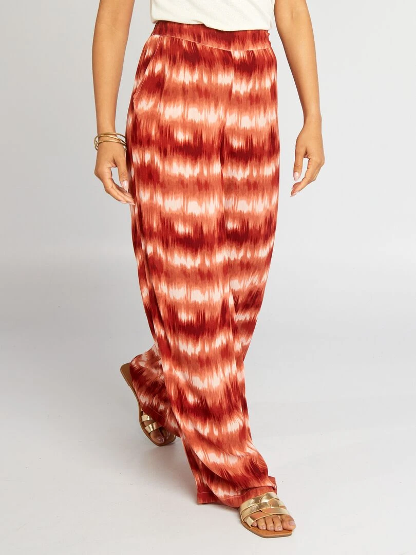 Pantalon large en maille crêpe   Orange