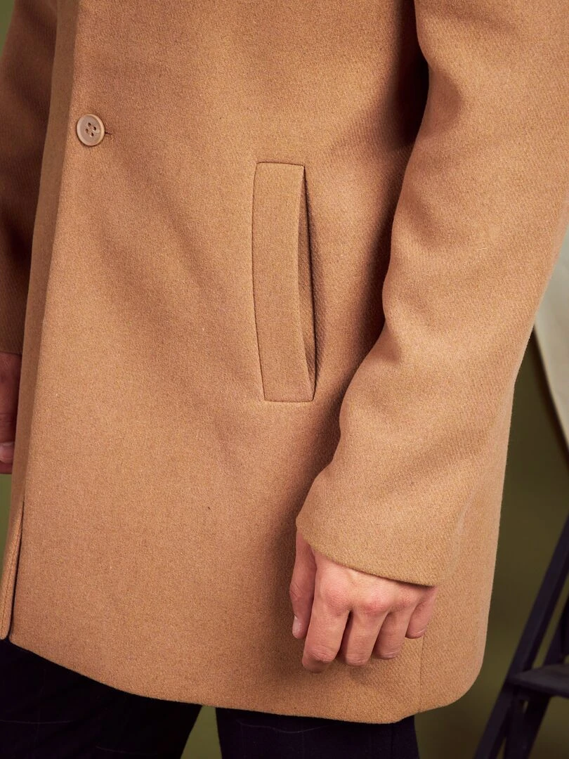 Manteau long avec ouverture boutonnée   Beige