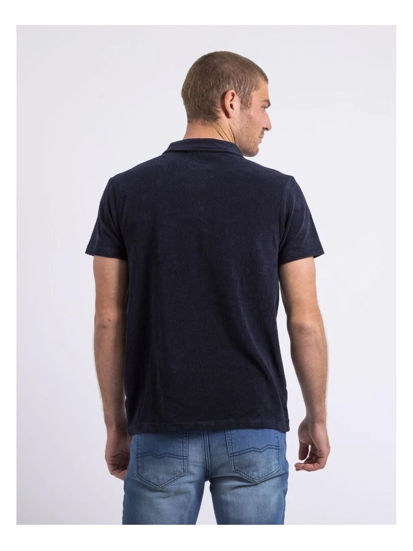 Polo manches courtes éponge PIBARK Bleu marine