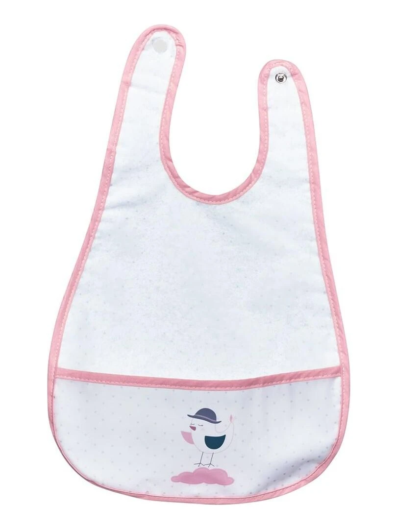 Bavoir plastifié avec récupérateur SAUTHON Blanc Rose