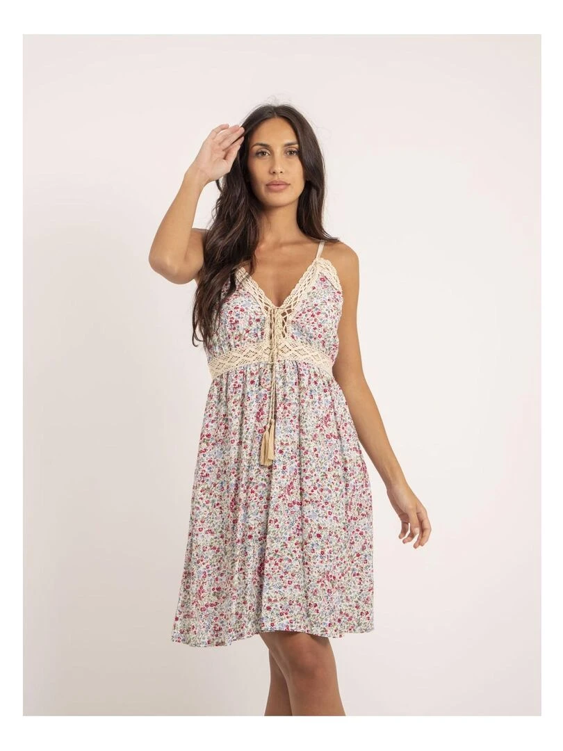 Robe courte motifs IBASS Rose