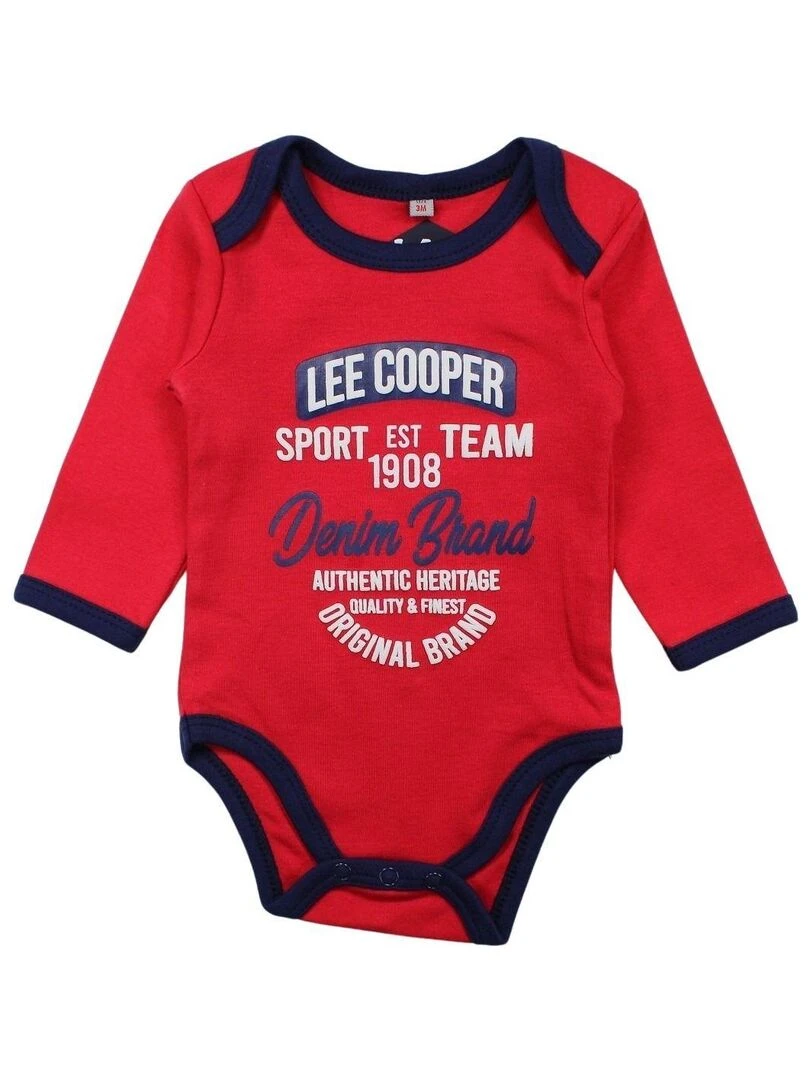 Lee Cooper Lot de 2 bodys bébé garçon en coton Rouge