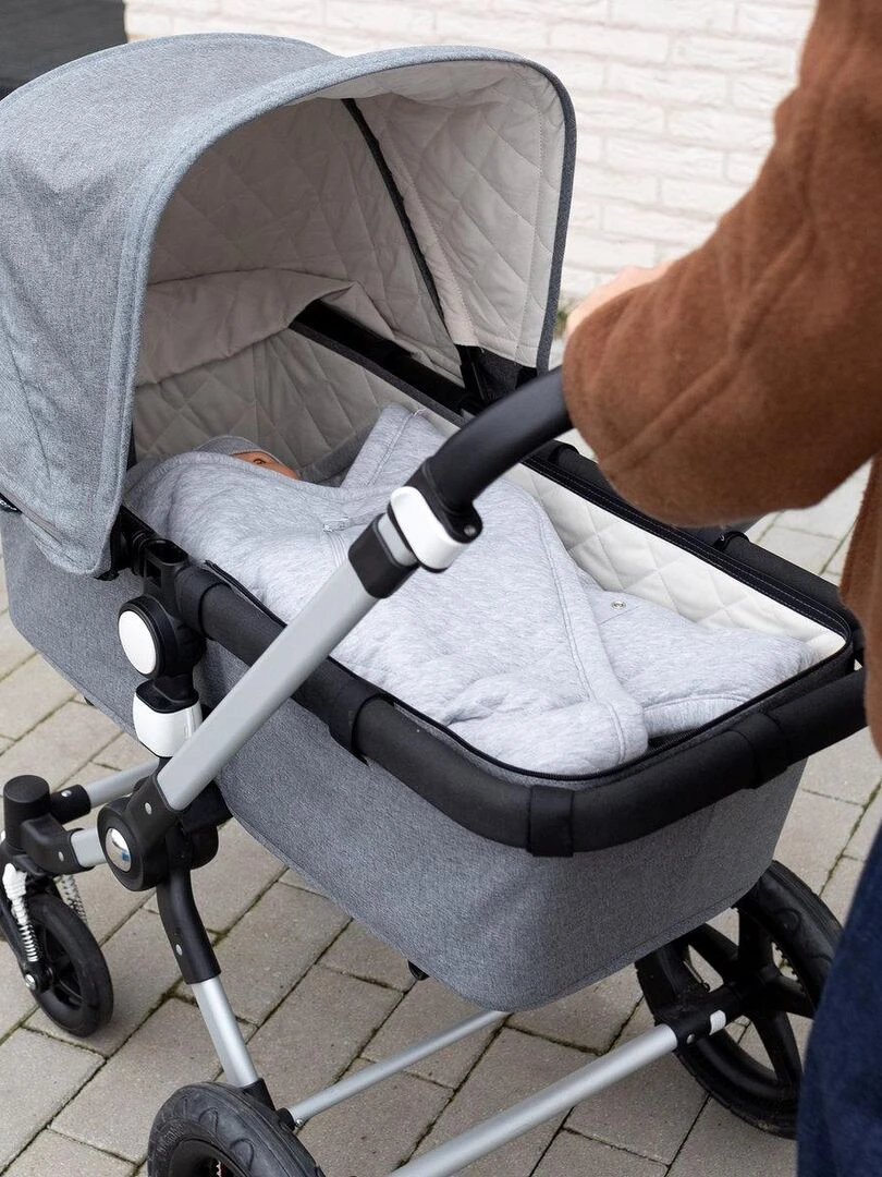 Bemini Nid d'ange BISIDE ouatiné Quilted et pady jersey   Gris chiné