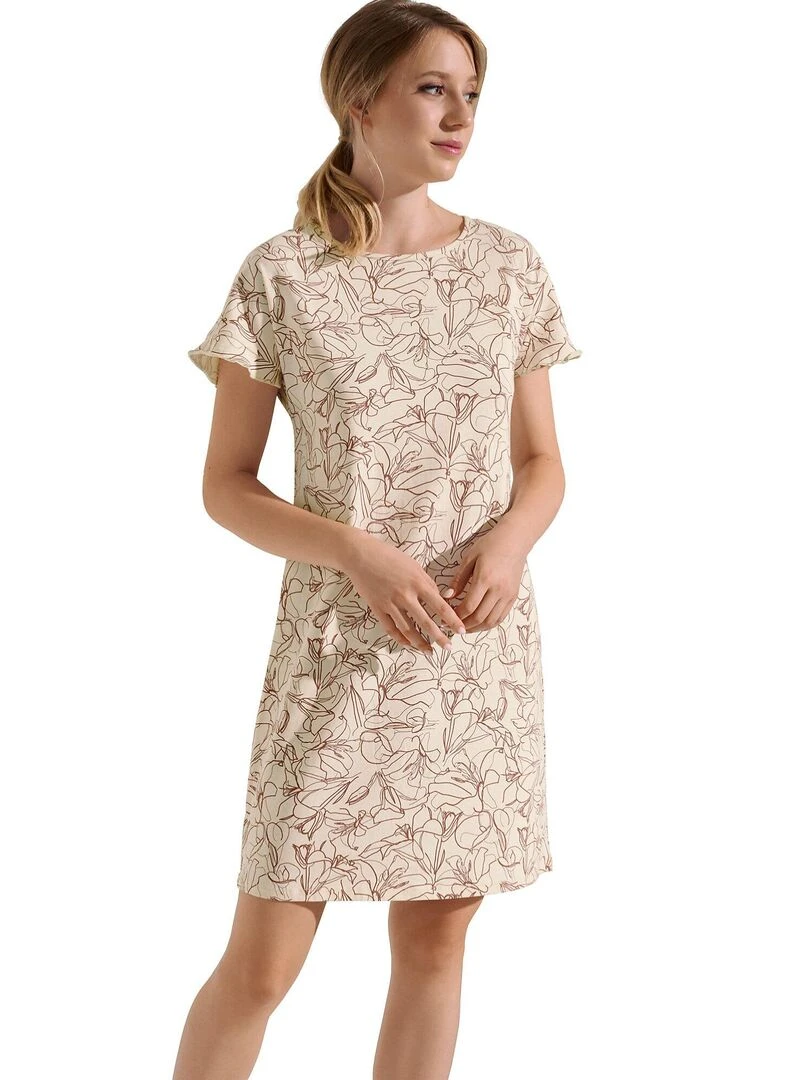 Chemise de nuit manches courtes Nina Beige