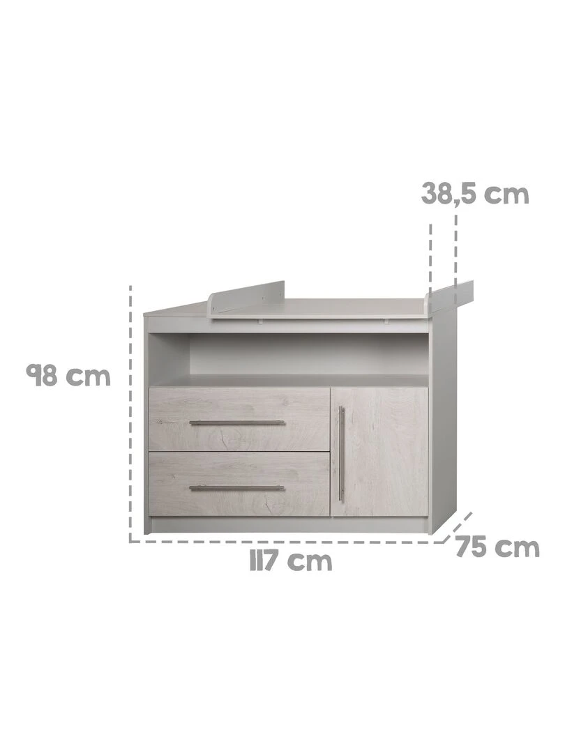 ROBA Commode à Langer "Maren 2" – avec Plan à Langer Amovible – Gris clair / Chêne blanchi   Gris Gris clair
