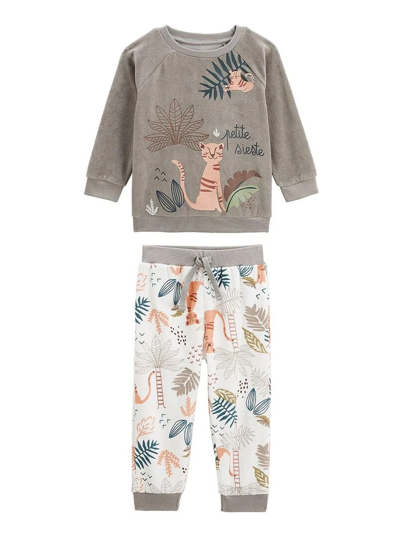 Pyjama enfant en velours Lapampa Kaki