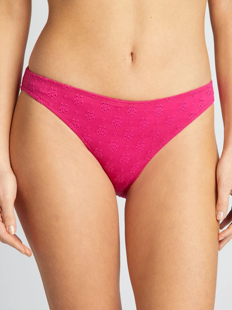 Culotte de bain motifs ajourés Rose