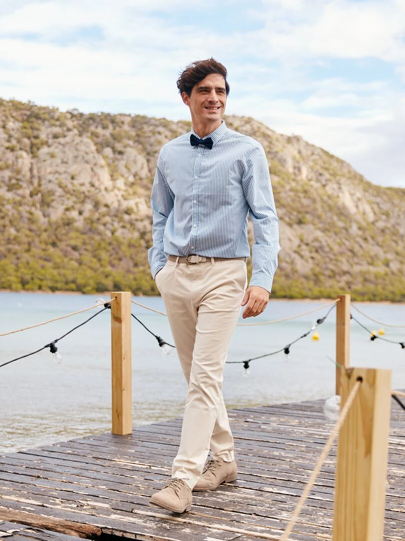 Pantalon slim en tencel Beige