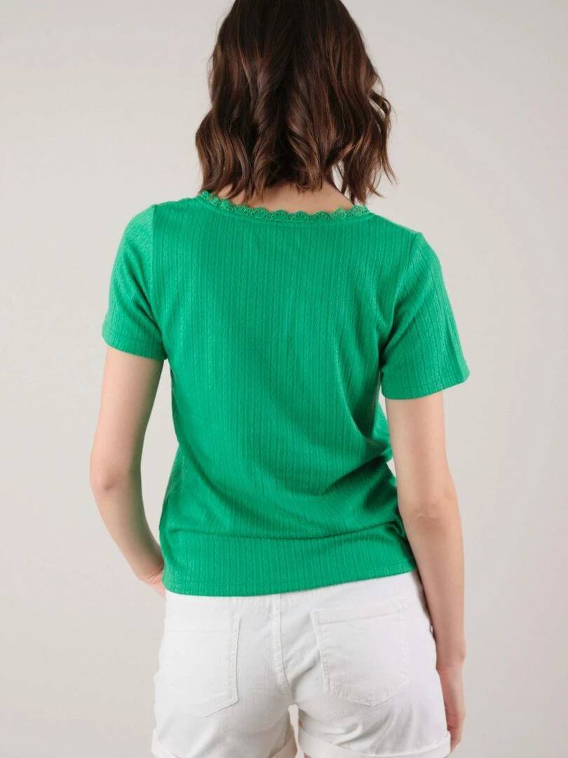 T shirt pour femme en maille jacquard 'Deeluxe'   Vert