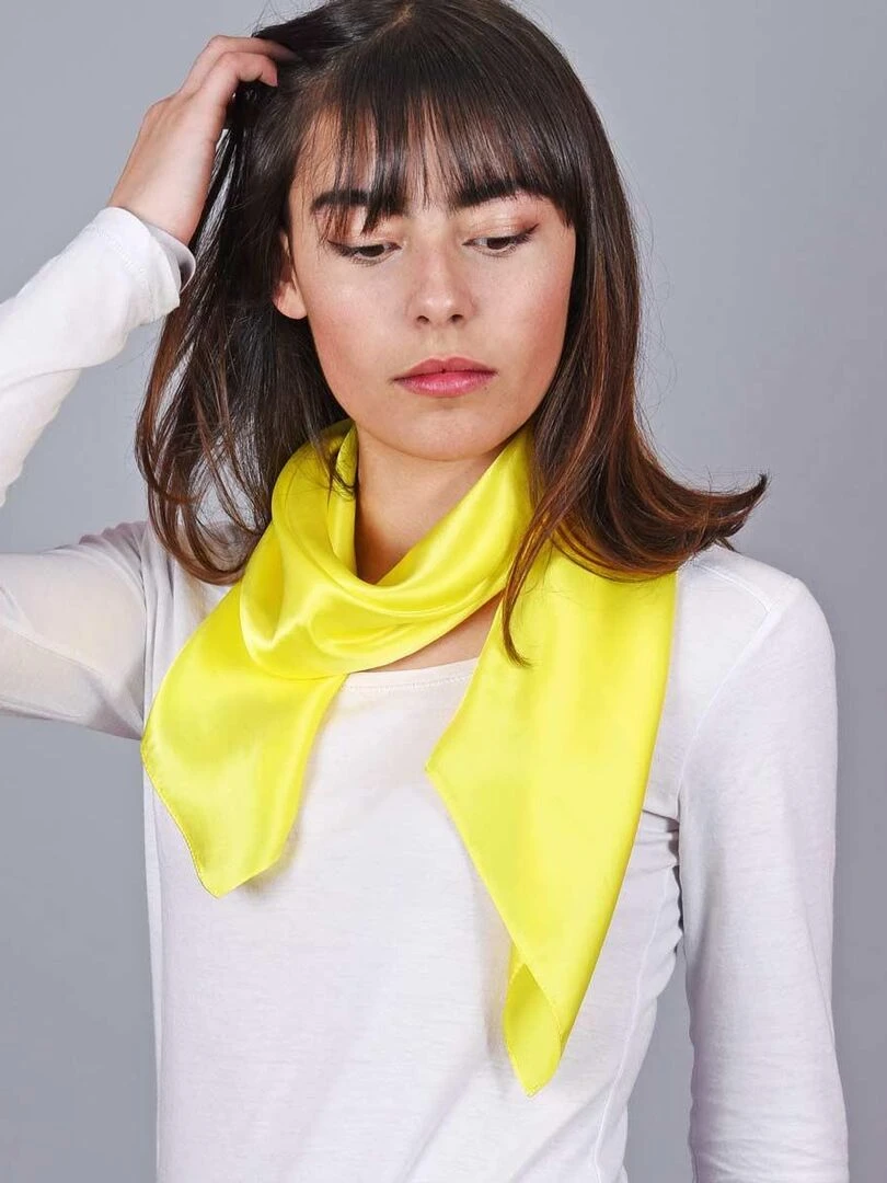 Carré de soie Premium Uni Jaune
