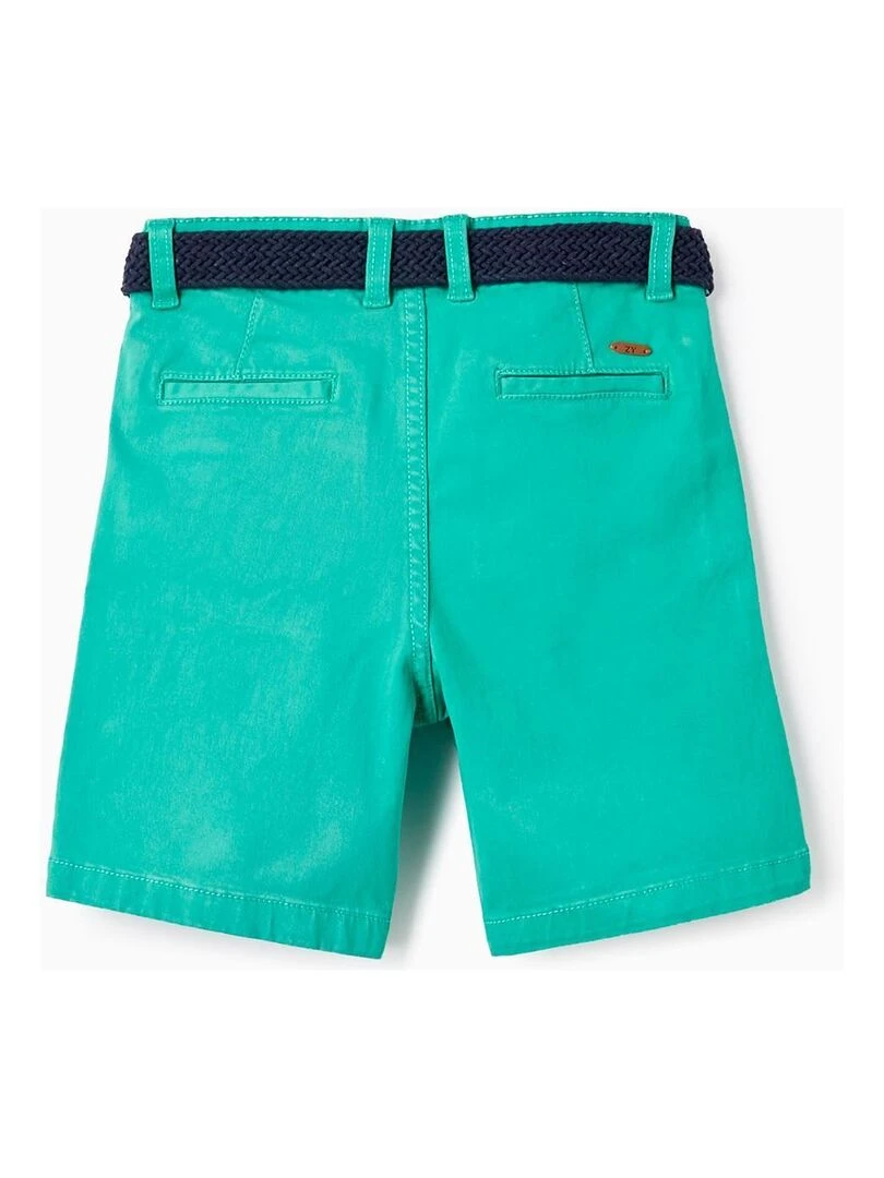 Short Chino En Sergé Avec Ceinture Pour Garçon MATISSE Vert