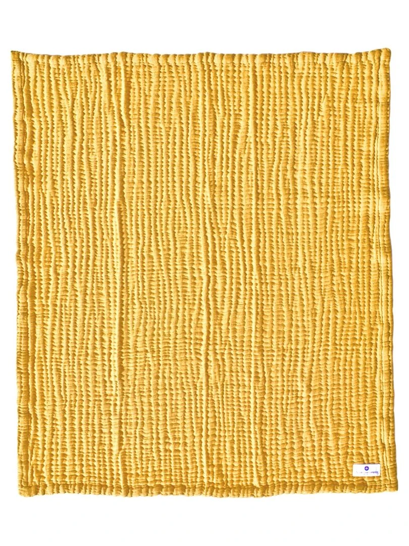 Couverture mousseline bebe en coton 80 x 80 cm Jaune moutarde