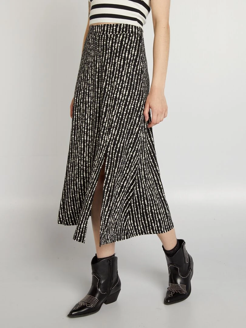 Jupe midi à taille haute Noir