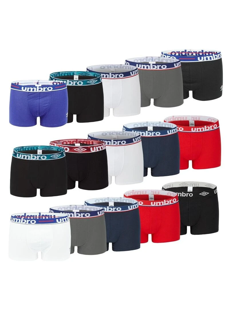 Pack Surprise de 5 Boxers homme 100% Coton Umbro Bleu