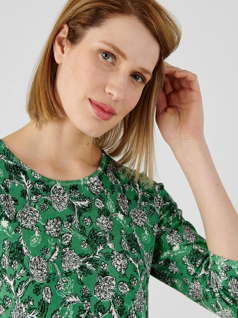 Pull maille fine manches 3/4 Damart Rose