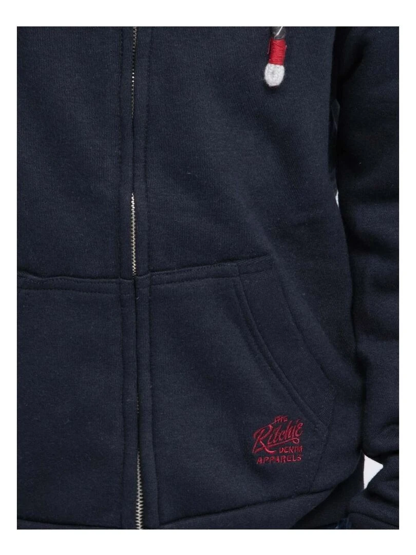 Sweat zippé capuche WAMIN J   Bleu marine