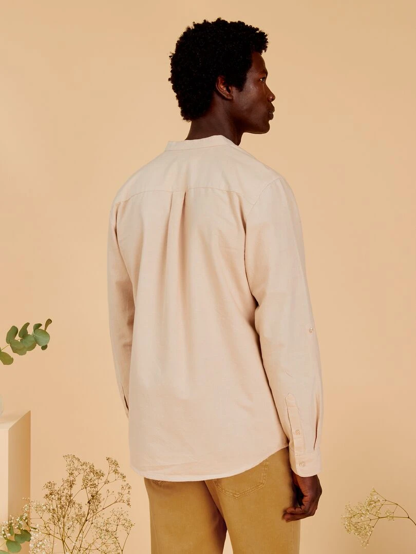 Chemise oxford col mao   Beige