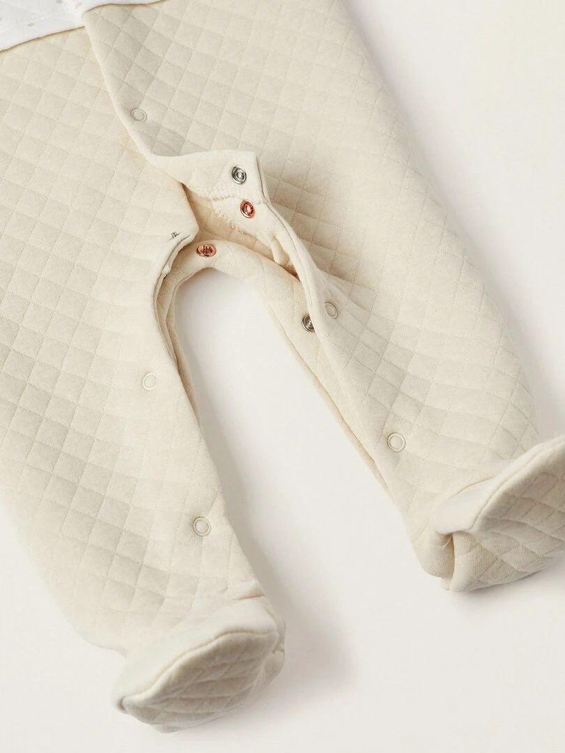 Grenouillère avec pieds rembourrés pour nouveau né manches longues EARLY BLOOM   Blanc