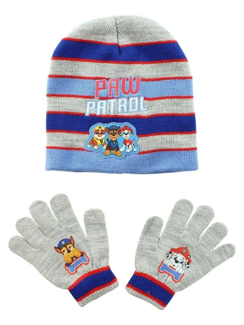 Paw Patrol Bonnet gant garçon Imprimé La Pat' Patrouille Gris