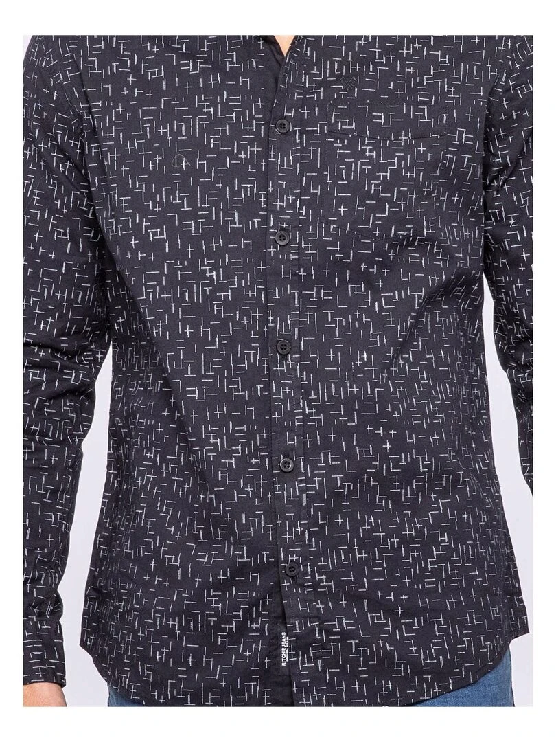 Chemise manches longues motifs TYSON   Noir