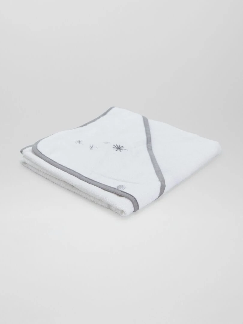 Cape de bain en éponge blanc/gris