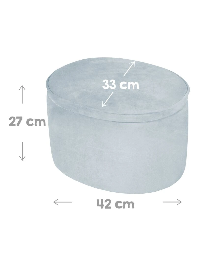 ROBA Tabouret Ovale en Velours pour Chambre Enfant "Lil Sofa"  Avec Coffre de Rangement   Bleu Clair   Bleu clair