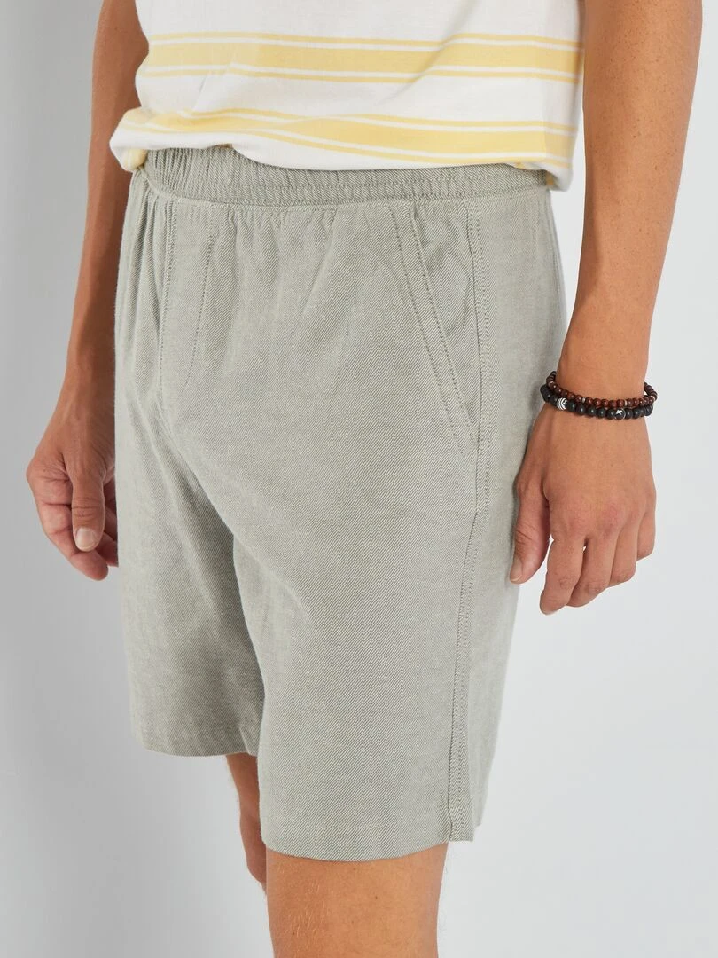 Bermuda uni à taille élastiquée   Vert