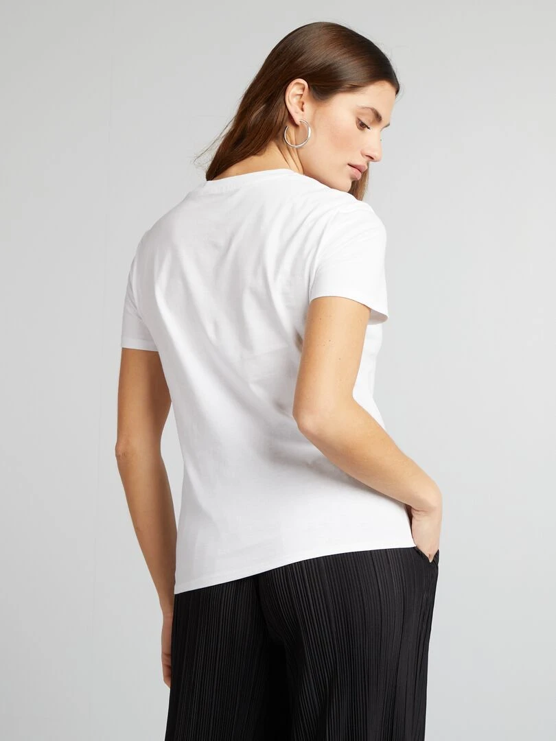 T shirt en jersey imprimé   Blanc 'sunday'