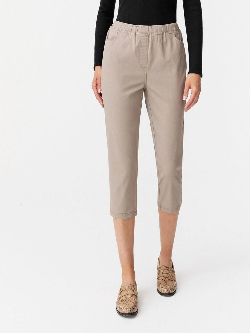 Pantacourt gabardine extensible Damart Marron